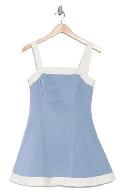 Lumiere Contrast Trim Cotton Minidress In Light Blue
