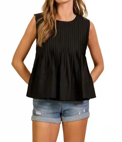 Lumiere Emery Pleated Peplum Top In Black