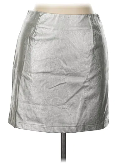 Pre-owned Lumiere Faux Leather Skirt In Silver