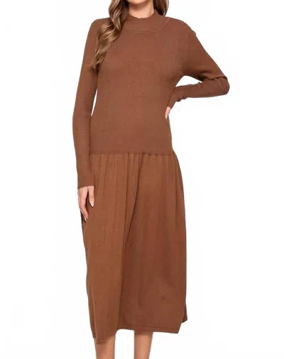 Lumiere Flowy Knit Midi Dress In Brown