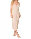 Lumiere Isla Button Front Midi Dress In Beige In Neutral