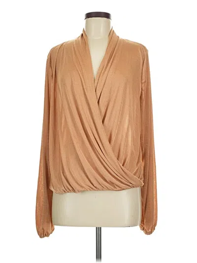 Pre-owned Lumiere Long Sleeve Blouse In Brown