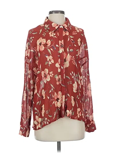 Pre-owned Lumiere Long Sleeve Blouse In Burgundy