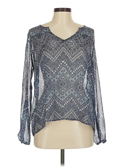 Pre-owned Lumiere Long Sleeve Blouse In Silver
