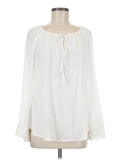 Pre-owned Lumiere Long Sleeve Blouse In White