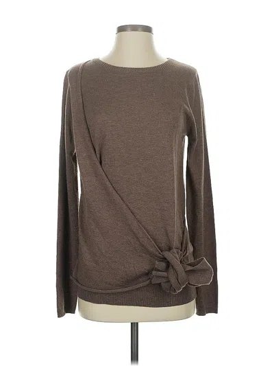 Pre-owned Lumiere Long Sleeve Top Brown Crew Neck Tops