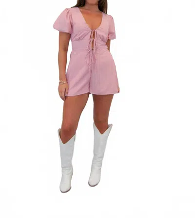 Lumiere Maya Plunge Tie Front Romper In Red In Pink