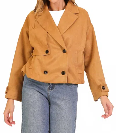Lumiere One Story Town Cropped Jacket In Taupe In Brown