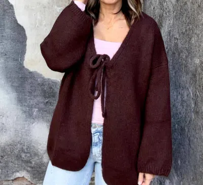 Lumiere Oversized Knit Milo Cardigan In Dark Brown