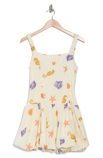 Lumiere Sea Bubble Hem Cotton Dress In Cream