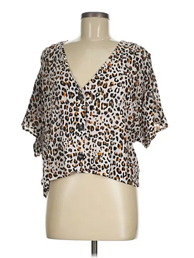 Pre-owned Lumiere Short Sleeve Blouse In Brown