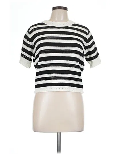 Pre-owned Lumiere Short Sleeve Top Black Mock Neckline Tops