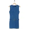 Lumiere Sleeveless Belted Denim Minidress In Indigo