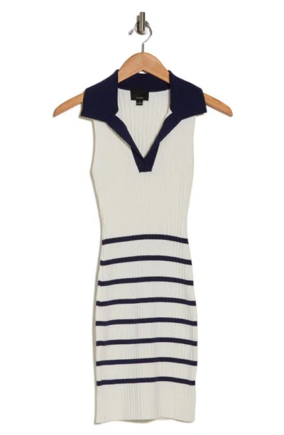 Lumiere Sleeveless Polo Knit Dress In Ivory/ Navy