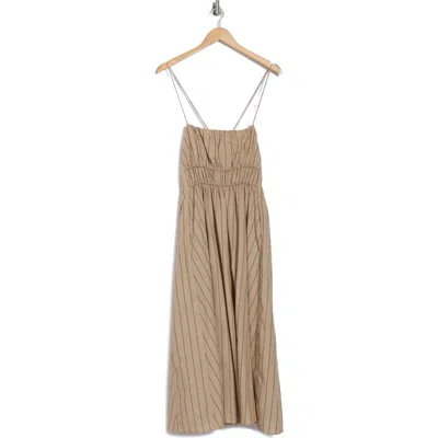 Lumiere Spaghetti Strap Cotton Sundress In Beige