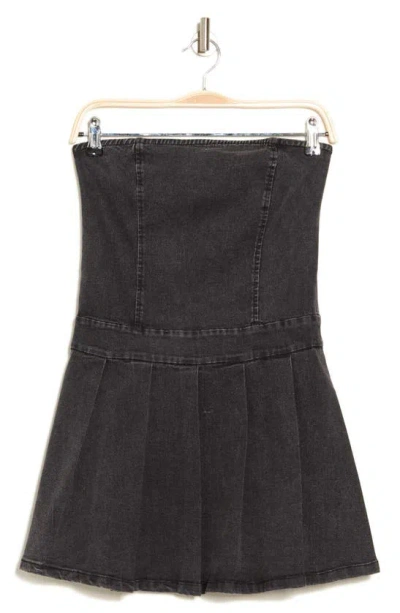 Lumiere Strapless Pleated Minidress In Charcoal