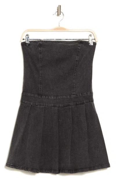 Lumiere Strapless Pleated Minidress In Charcoal ModeSens
