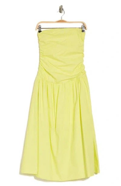 Lumiere Strapless Shirred Fit & Flare Dress In Yellow