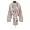 Lumina Cardigan Beige  In Mixed Wool With Sliding And Belt In Neutral