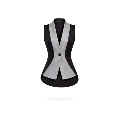 Lumina Eligma Women's Black / Grey The Gathered Suit Vest Ensemble - Black & Gray In Multi