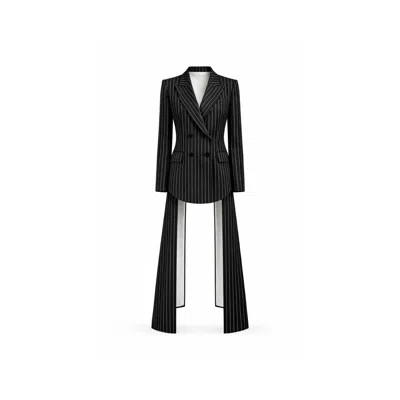 Lumina Eligma Women's Black / White Opera Blazer Dress - Black & White Stripes