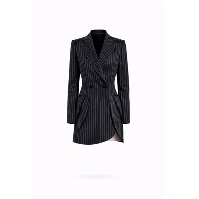 Lumina Eligma Women's Black / White Petals Blazer Dress - Black & White Stripes In Multi