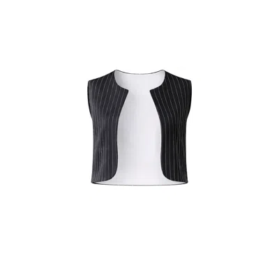 Lumina Eligma Women's Black / White The Arabesque Vest Ensemble - Black & White Stripes In Multi