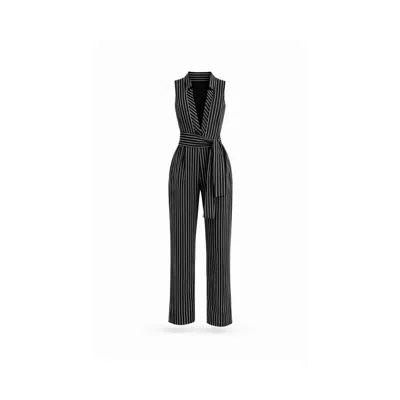 Lumina Eligma Women's Black / White The Star Overall Jumpsuit - Black & White Stripes In Multi