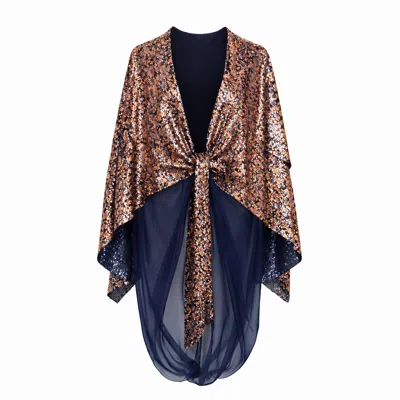 Lumina Eligma Women's Blue Lumiere Sequin Kaftan - Navy In Brown