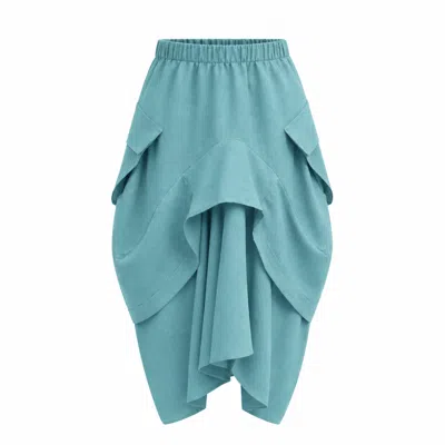 Lumina Eligma Women's Blue The Collar Linen Skirt - Teal