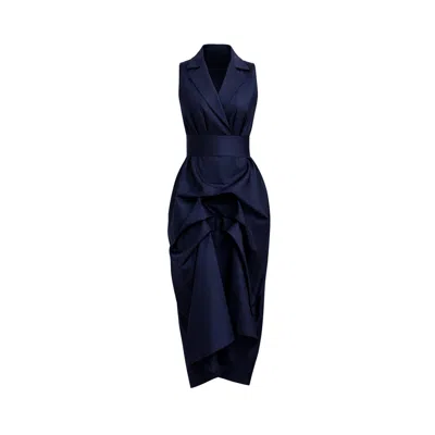 Lumina Eligma Women's Blue The Tuxedo Dress - Navy