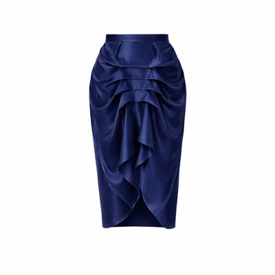 Lumina Eligma Women's Blue The Vanguard Skirt Silk - Midnight Navy