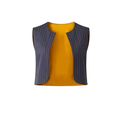 Lumina Eligma Women's Blue / Yellow The Arabesque Vest Ensemble – Navy & Gold Mustard In Multi