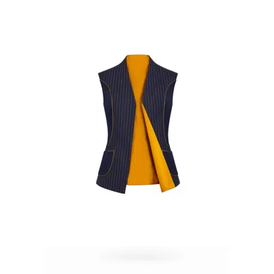 Lumina Eligma Women's Blue / Yellow The Yacht Vest - Reversible Navy & Mustard Gold In Multi