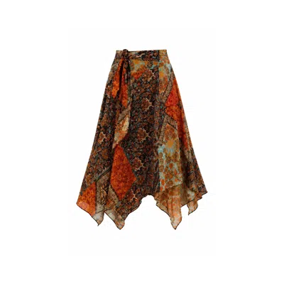 Lumina Eligma Women's Bohemian Midi Skirt - Orange Babylon