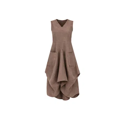 Lumina Eligma Women's Brown The Juby Linen - Balloon Skirt Dress - Coffee