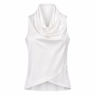 Lumina Eligma Women's Cascade Silk Cowl Top - Off-white