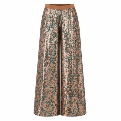 Lumina Eligma Women's Green Ember Flare Sequin Pants - Emerald