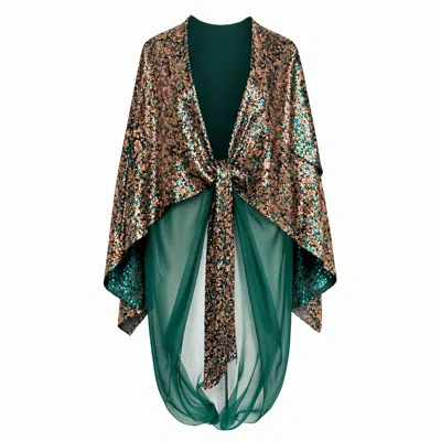 Lumina Eligma Women's Green Lumiere Sequin Kaftan - Emerald In Multi