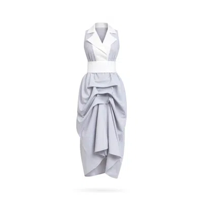 Lumina Eligma Women's Grey / White The Tuxedo Dress - Light Gray & White