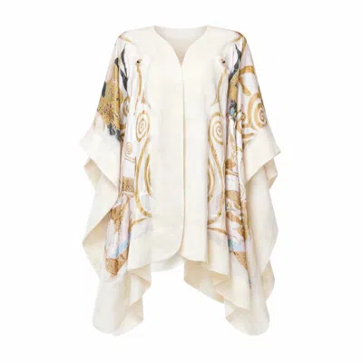 Lumina Eligma Women's Poncho Mulberry Silk & Merino Handmade Felt -  White
