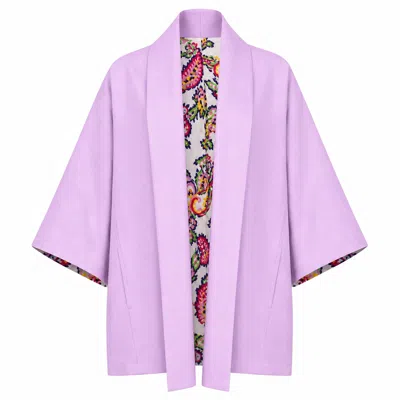Lumina Eligma Women's Purple The Duality Linen Reversible Jacket - Lavender Paisley