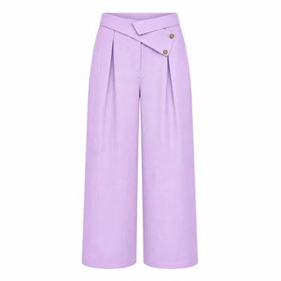Lumina Eligma Women's Purple The Wrapline Linen Trouser - Lilac