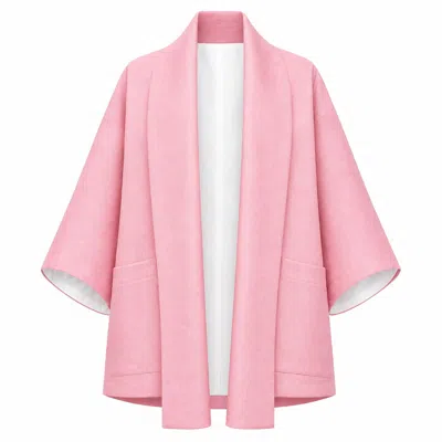 Lumina Eligma Women's The Duality Linen Jacket - Pink White