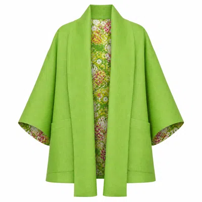 Lumina Eligma Women's The Duality Linen Reversible Jacket - Green Floral