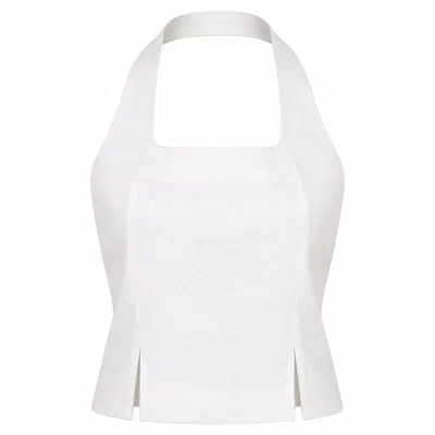 Lumina Eligma Women's The Halterline Linen Blouse - White