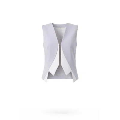 Lumina Eligma Women's White / Grey Collar-elle Vest - Light Gray & White