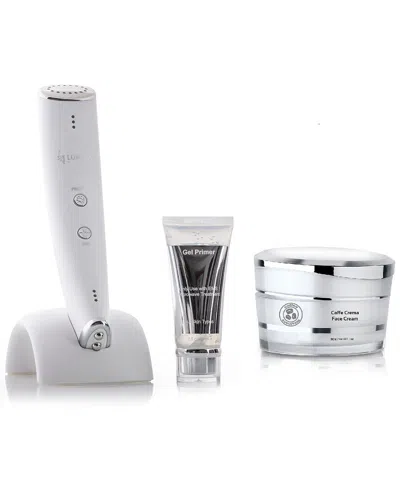 Lumina Nrg Facial Toning Kit With Coffee Infused Moisturizing Cream In White