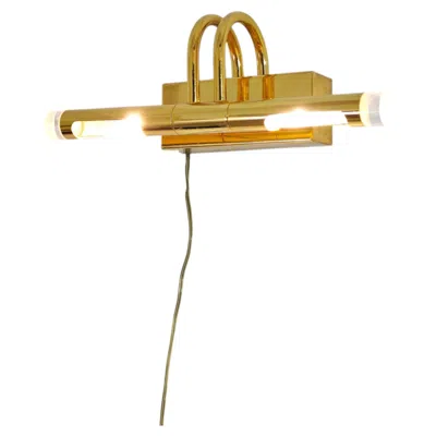 Pre-owned Lumina Wall Lamp In Gold-plated Brass And Plexiglass, Italy, 1980s, Mid-century Modern In Brown