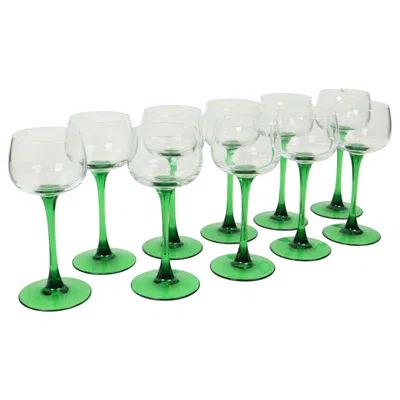 Pre-owned Luminarc Set Of 10 Vintage  Alsace Wine Glasses Green Base